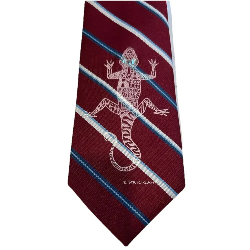 NEW KETCH Boy's Lizard Clip-on Tie Sz Large Stone Embellished Novelty Red Stripe